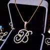 Collana Pendente Lettera Iniziale Z in Corsivo con Zirconi alla Moda per Donna Collana con Cordino Alfabeto in Cristallo Lucido Gioielli Hip Hop