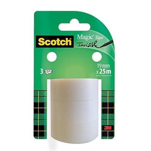 Ruban Adhésif - Scotch - Invisible Tape - Finition Mate - Pack De 3 Rouleaux - Multi-usages