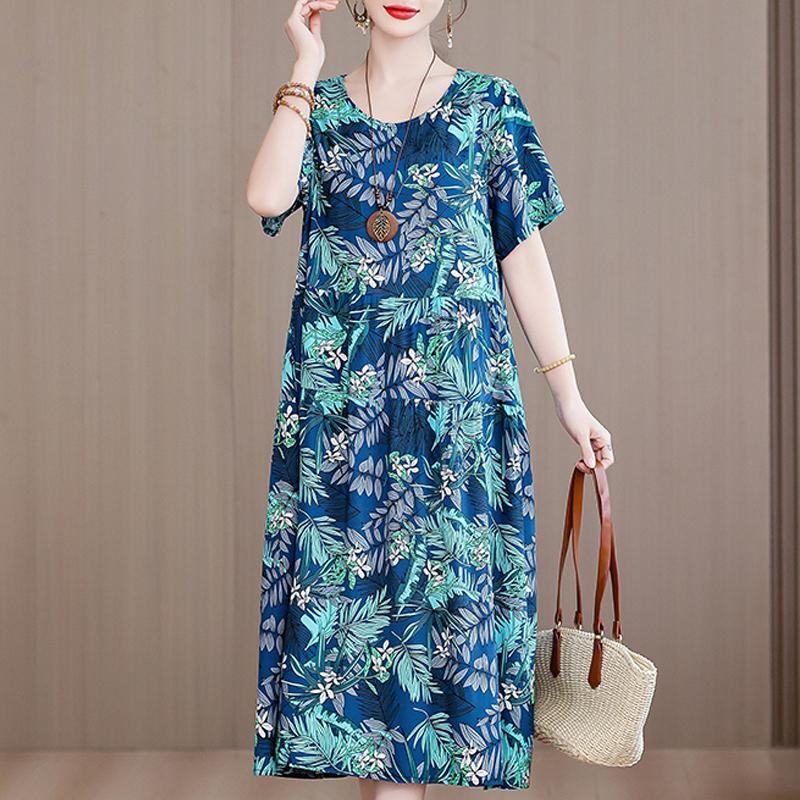 Eleganti abiti da donna estivi larghi a maniche corte taglie forti casual lunghi abiti per le donne abbigliamento vintage