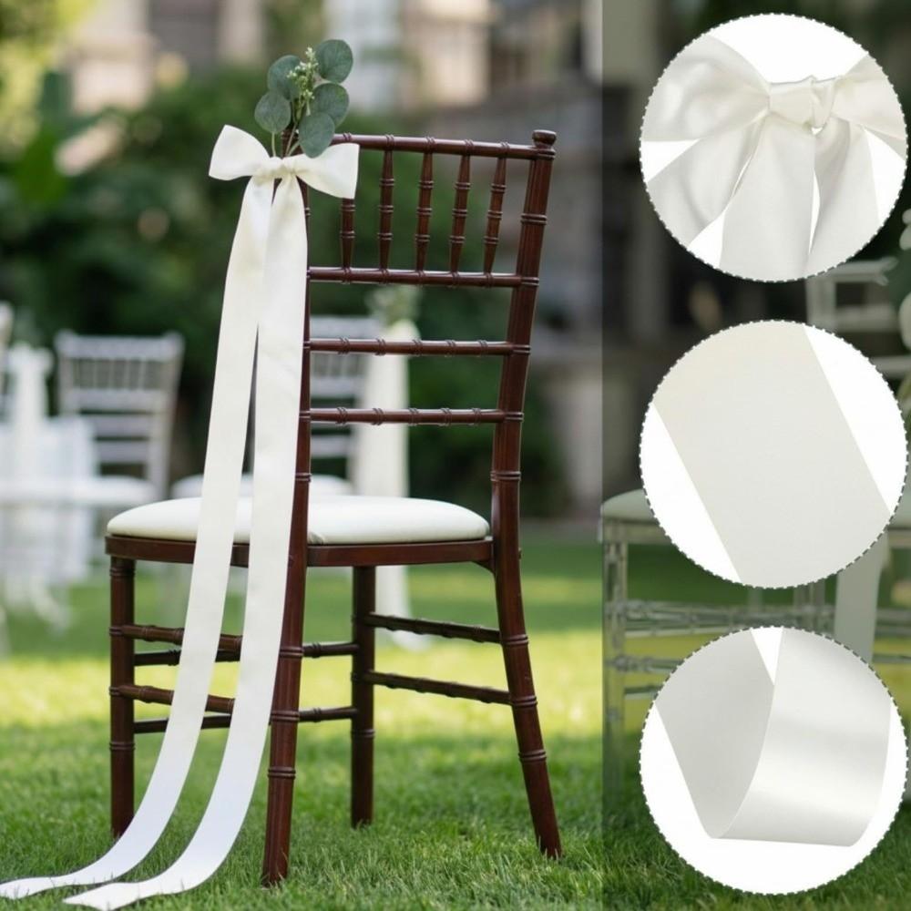 1/4 Sets Satin Bows Artificial Eucalyptus Chair Sashes Wedding Chair Decoration Party Decorations