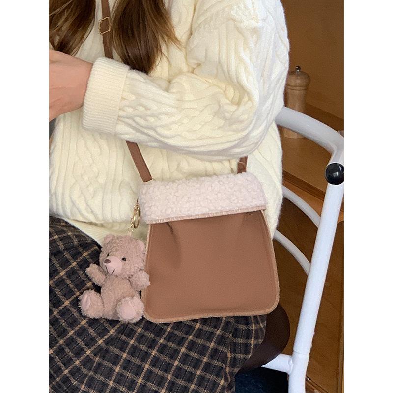 

Милая симпатичная женская сумка через плечо из меха ягненка, женская новая сумка на плечо, женская сумка для мобильного телефона