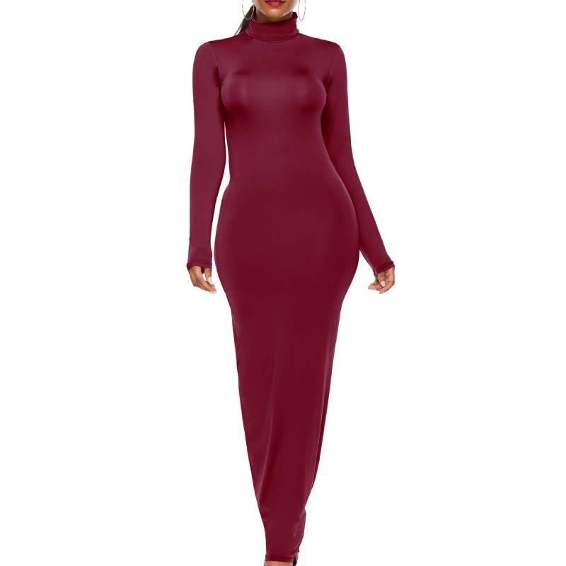 Long Sleeve Stretch Polyester Elegant Bodycon Dress For Office Women