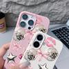 Cherry Bowknots Lips Disco Ball Pattern Case For iPhone 17 Pro Max iPhone 16 Pro Max 15 14 13 12 11 16E Air Luxury Leather Texture Silicone Cover