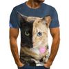 Summer Round Neck 3D Funny Cat Pattern Print Top Fashionable Casual Short Sleeved Men's T-shirts
