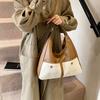 Retro splicing plush large-capacity bag women's autumn and winter 2025 new Korean niche tote bag casual armpit bag