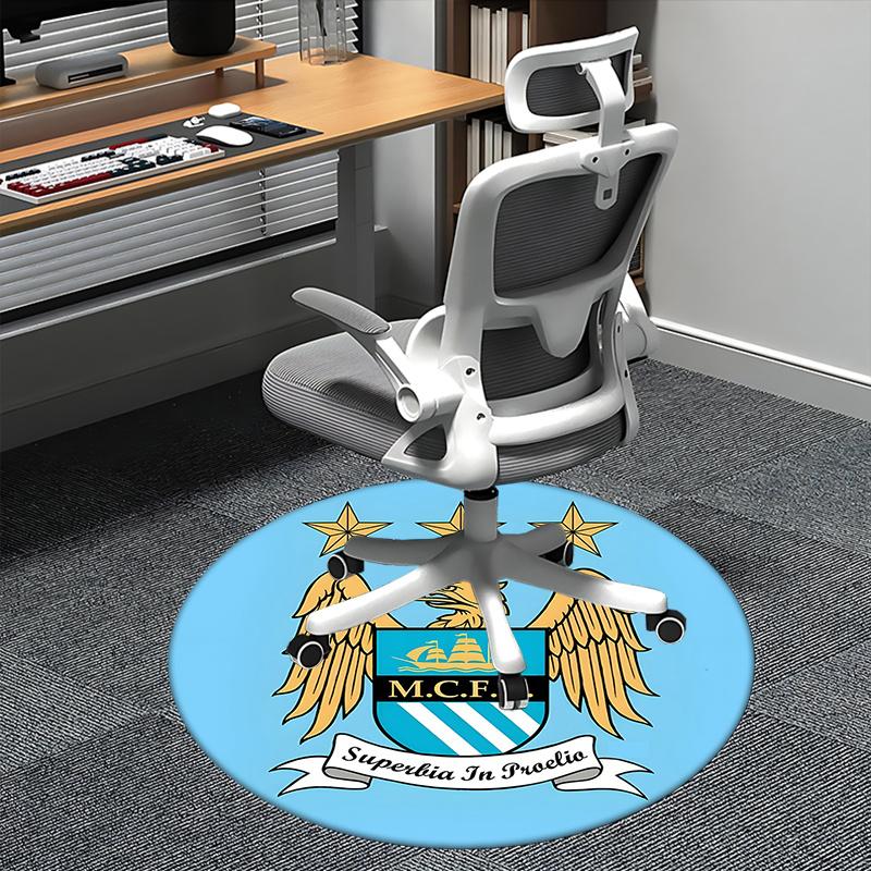 

Manchester City Crest,Superbia In Proelio Chair mat Round Rug-Office carpet, Machine Washable, Non-slip, Suitable for Living Rooms, Bedrooms 80cm by 80cm