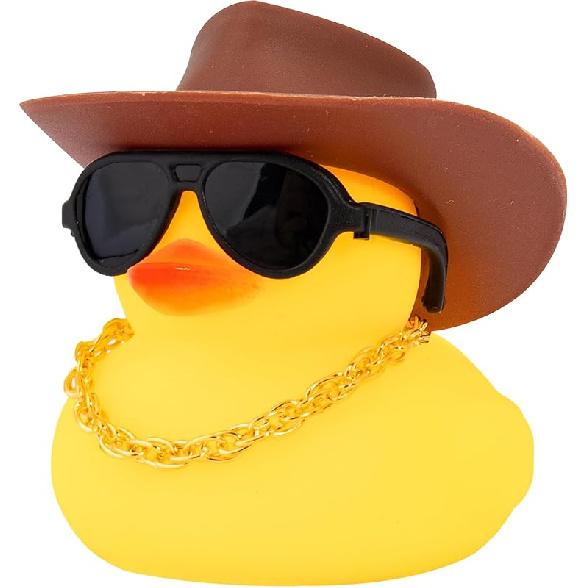 Wonuu Rubber Duck Car Ornaments Yellow Duck Car Dashboard Decorations with Propeller Helmet for Christmas Decor and Home Decorations for Adults