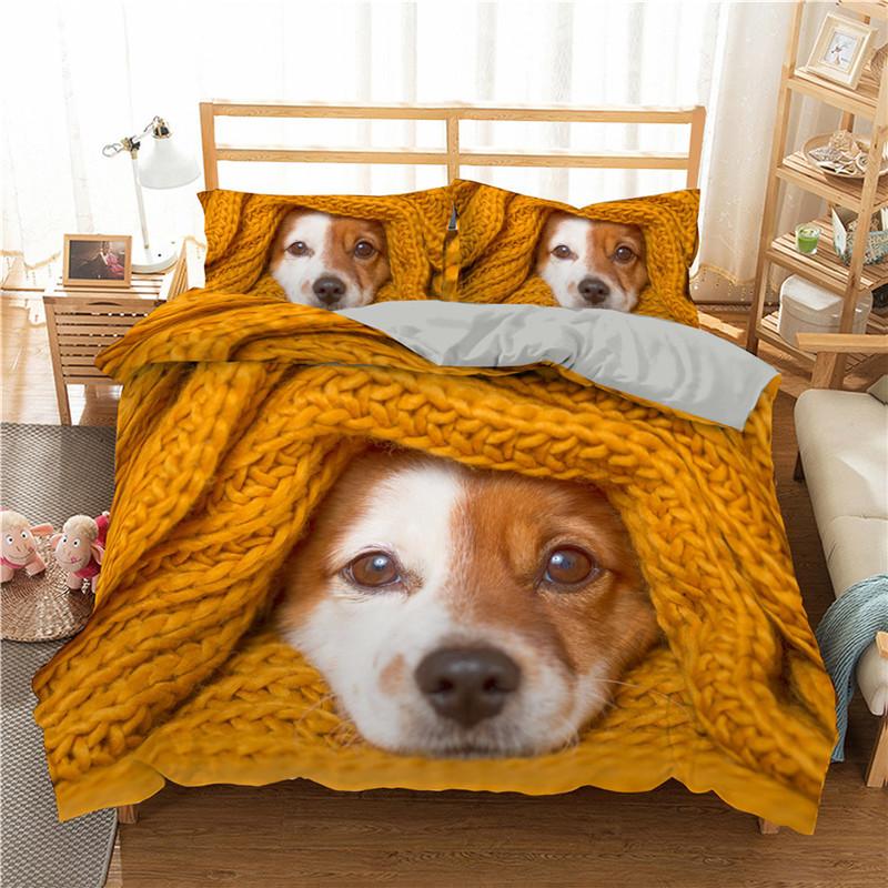 Yellow Wool Pet Dog Dekbedovertrek Duvet Cover Dachshunds French Dog Quilt Cover For Teen, Single,double Bed Spread Set Complete