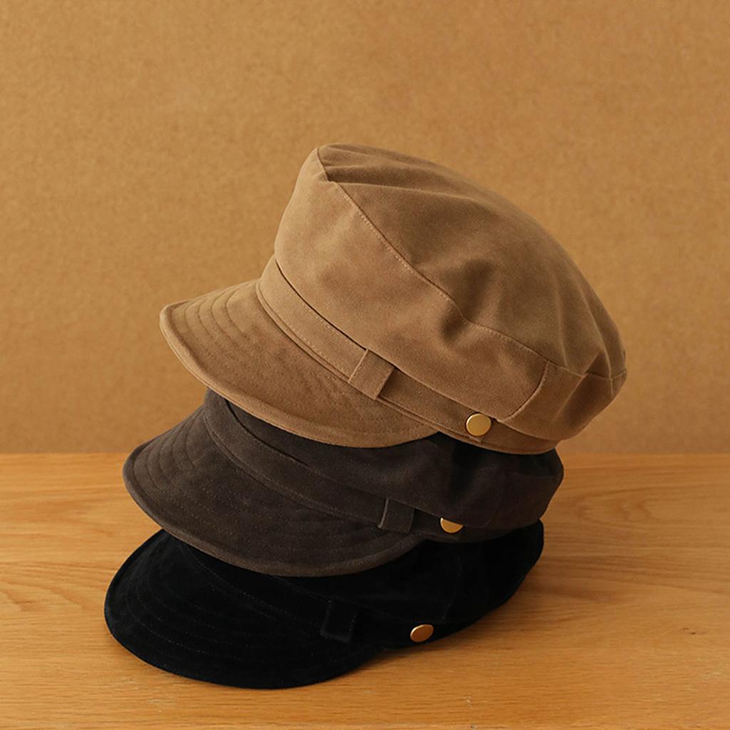 1PC Vintage Navy Style Autumn and Winter Hat High-End Suede Flat Top Newsboy Cap Versatile Painter Hat For Man Women