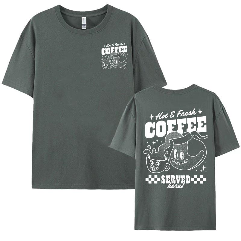 Hot Fresh Coffee Funny Meme Cute Tshirt Unisex Womens Clothing Vintage Cartoon Y2k Tshirts Fashion Cotton Short Sleeve T Shirt