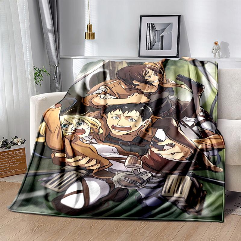 Attack on Titan Flannel Blanket Soft Warm All-Season Throw, Design for Camping, Car Travel, Hiking Sofa, Bed, Office Perfect Gift for Parties