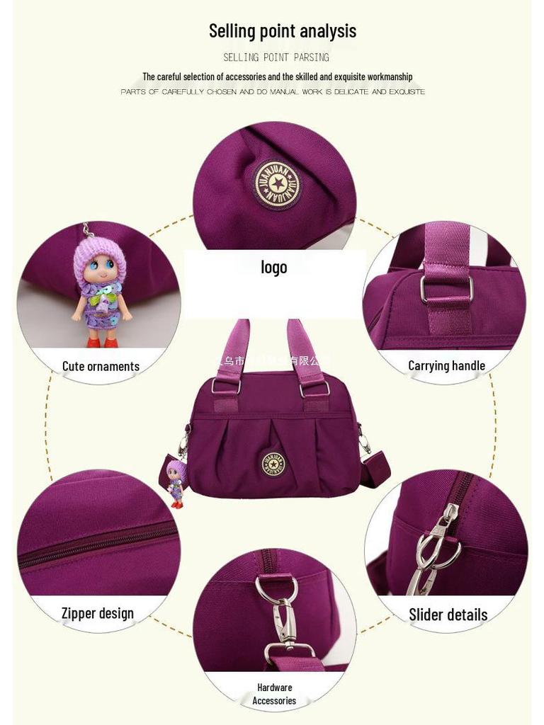 2025 Women's Washed Fabric Crossbody Bag - Casual Korean Style, Single Shoulder Nylon Tote