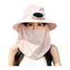 Fisherman Hat with Face Guard Shawl Outdoor Activities Cap with Built-in Fan Solar