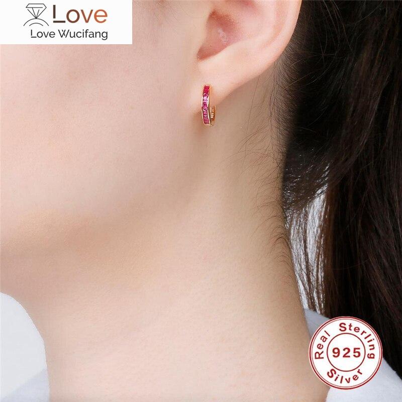 Boako 925 Sterling Silver Huggie Earrings Aros Colores For Women Green Pink Zircon Hoop Earring Piercing Pendientes Girl Gift