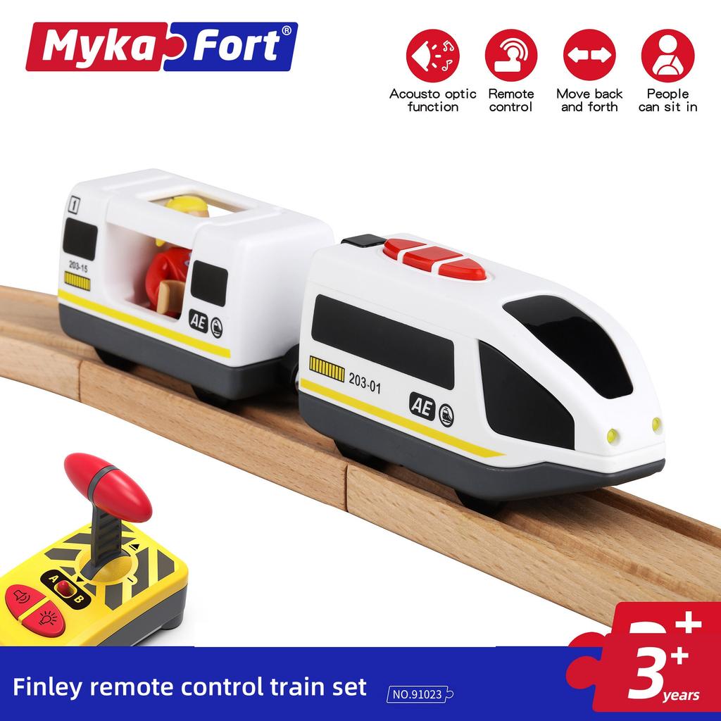 Small Train Rail Car Toy Electric Remote Control Locomotive Magnetic Wooden Track