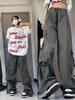 Southeast Asia Exclusive: Women's American Street Style Cargo Pants with Large Pockets and Ribbons