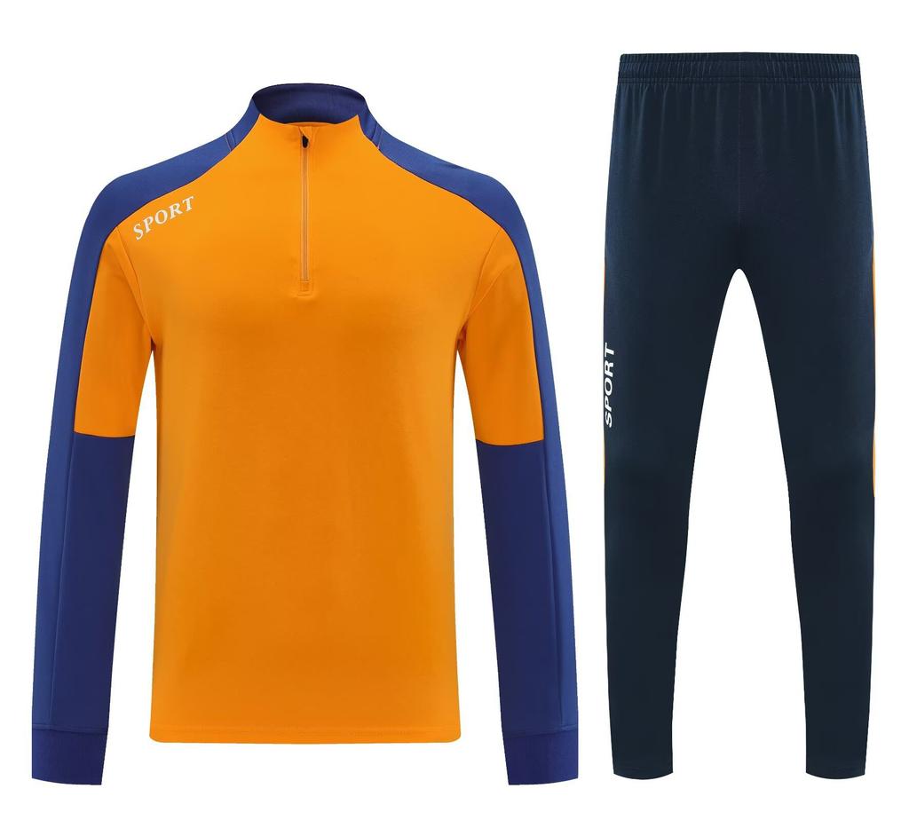 Light Plate Half Zipper Casual Sportswear Basic Trousers Football Training Suit Set