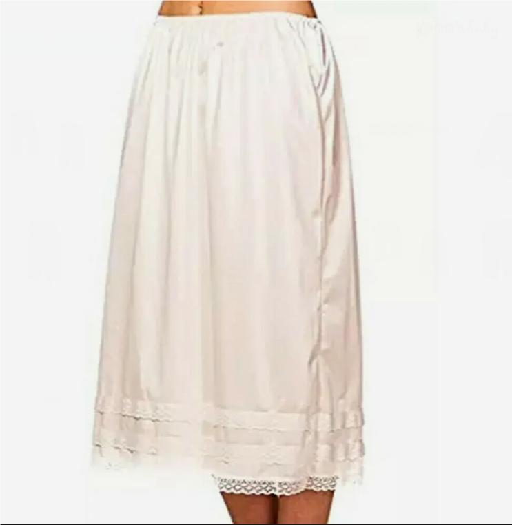 Fashion Womens Spring Summer Lace Underskirt Smooth Skirt Petticoat Under Dress Long Skirt Safety Skirt Oversize