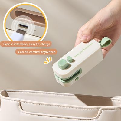 Yousheng Mini Bag Sealer Rechargeable 2-in-1 Heat Sealer with Cutter Portable Sealing Machine for Plastic Bags Kitchen Sealant Device
