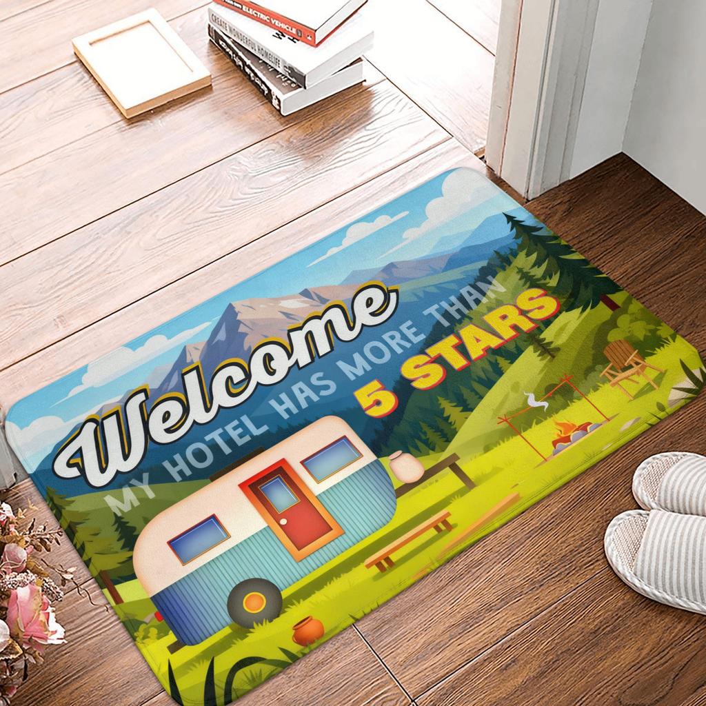 Cute Vintage Motorhome And Camping Quote Doormat Mat Anti-Slip Kitchen Bath Bedroom Rug Carpet