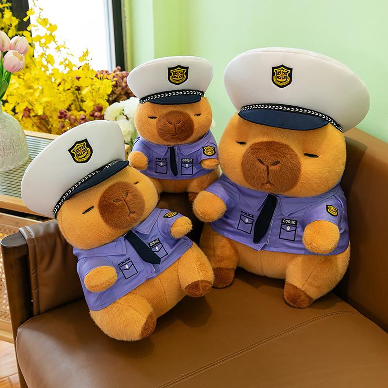 Police Cartoon Capybara Plush Toy Stuffed Animal Doll Decorations Gift Kids