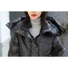 Women Leather Coat Winter 100% Soft Sheepskin Removable Hood Thick Women Coat Winter Free Size