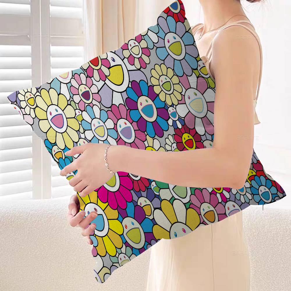 Flower T-Takashi Art M-Murakami Cushion Cover Car Throw Pillow Case For Sofa Car Christmas Gift 40x40cm 45x45cm