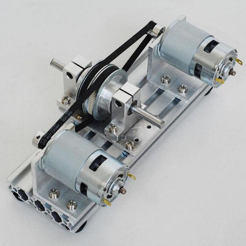 12V 24V DC Dual Spindle Motor Drive Kit 775 795 895 DC Motor Large Torque Timing Belt Pulley 60 80 Teeth Synchronous Wheels