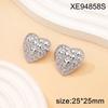18K Gold Plated Double Layer Heart Earrings for Women - Fashionable & Versatile Peach Heart Studs