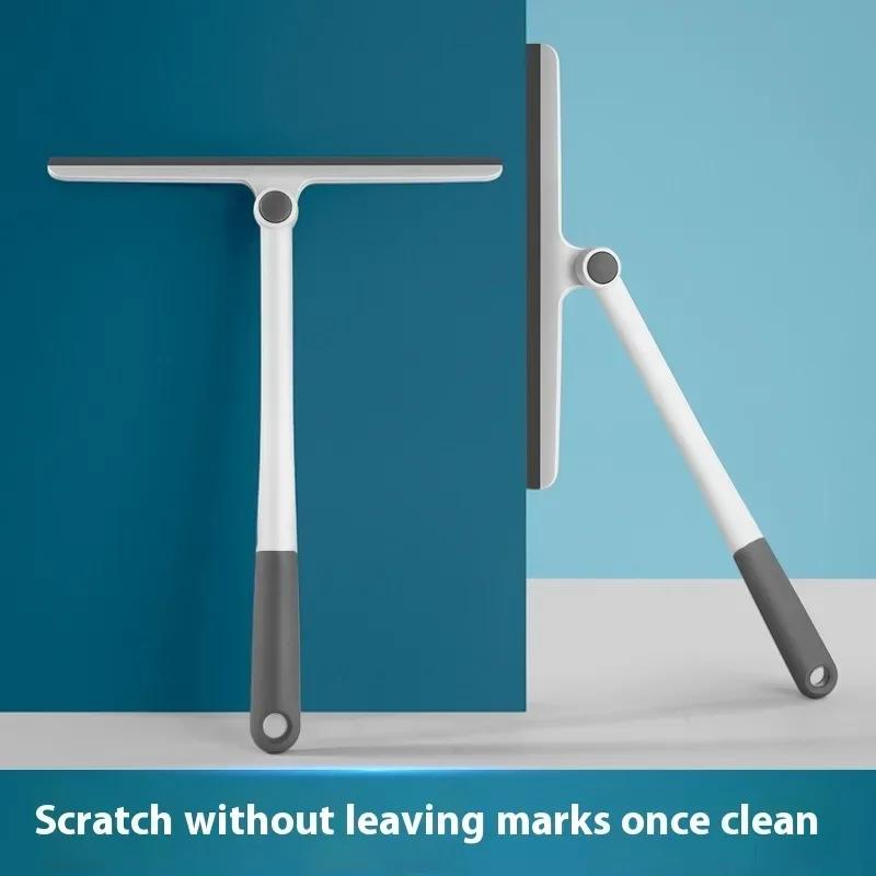 360 Degree Rotatable Shower Squeegee Glass Wiper Scraper Squeegee Cleaner with Silicone Holder Bathroom Mirror Scraper Cleaning