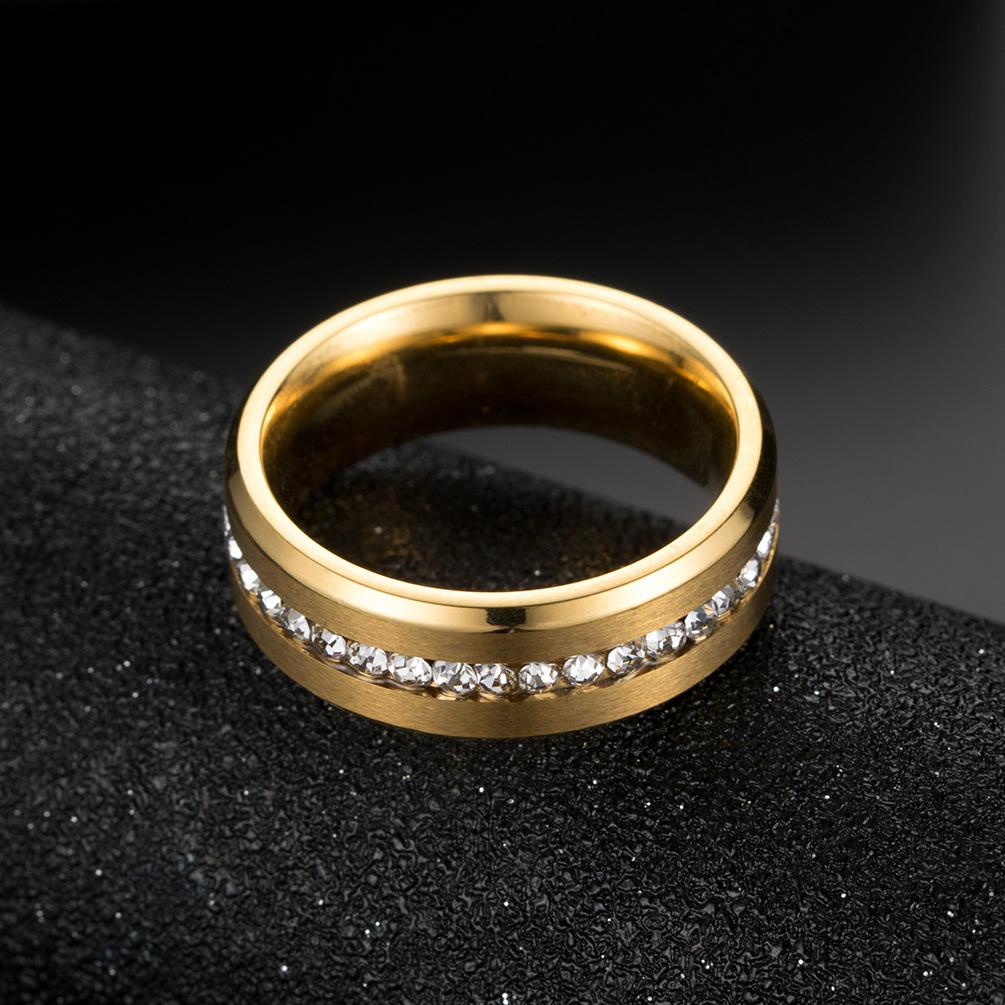 Zhou Quan Full Diamond Matte Stainless Steel Ring Couple Pair Ring Wedding Ring