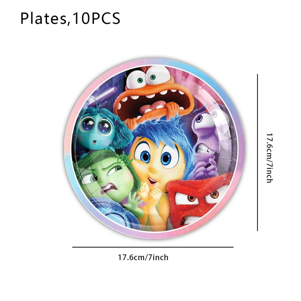 New Inside Out 2 Birthday Party Decoration Supplies Kit Tableware Backdrop Glasses Paper Plates Cups Napkins Balloon for Kids