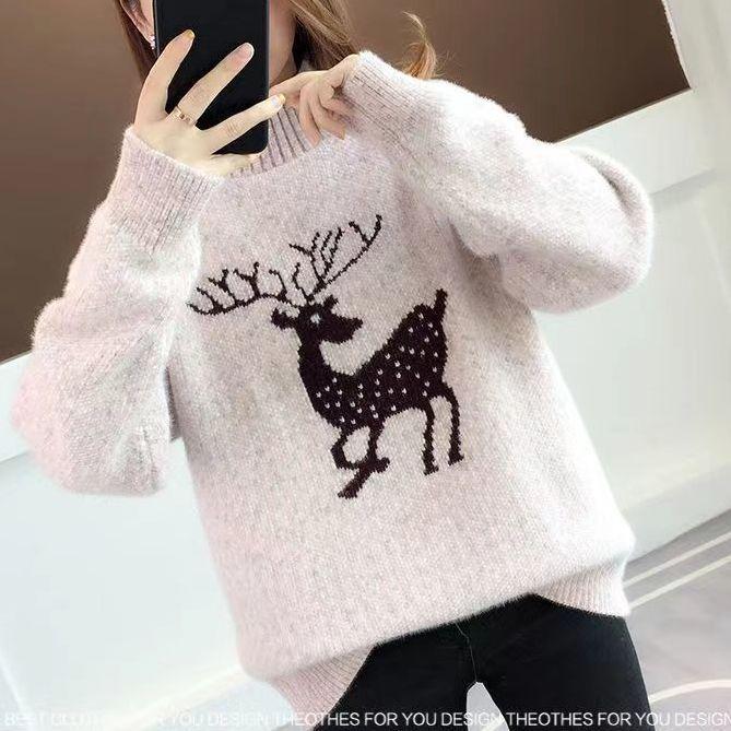 Damen Weihnachts-Pullover Halbpullover Schneeflocken-Pullover Neujahrsgeschenk