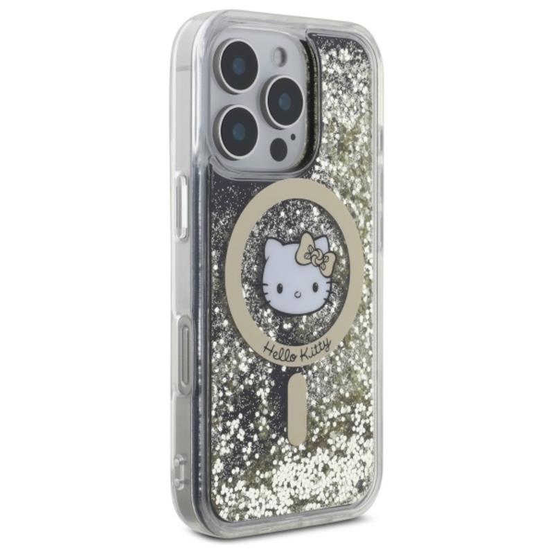 Hello Kitty Liquid Glitter Fever Magsafe - Etui Iphone 16 Pro (Czarny / Złoty)
