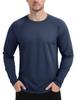 TACVASEN Men's Thick Fleece-Lined Pullover Sweatshirt with Stretch, Undershirt for Sports, Hiking, Commuting, and Casual Wear, Unisex, Navy, Size M