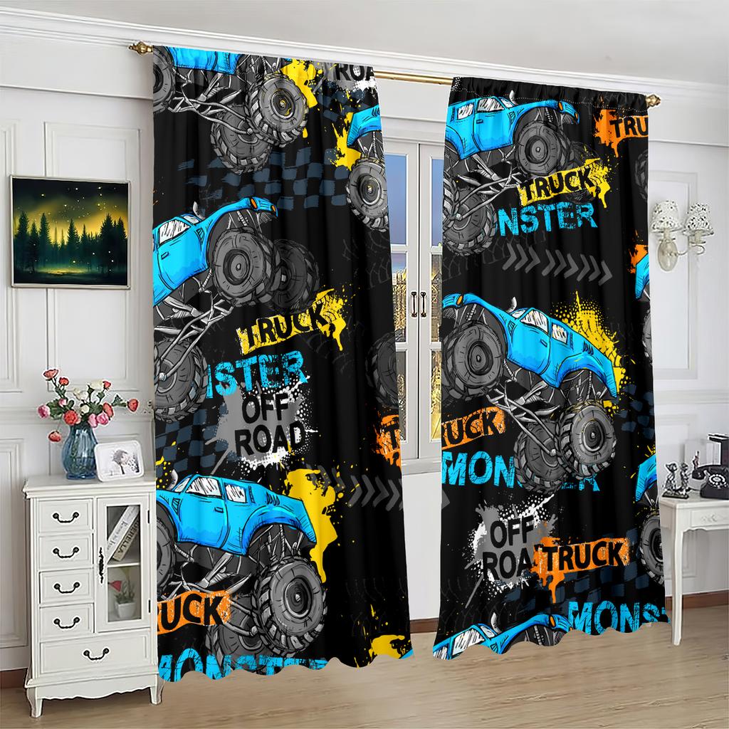2 Pieces- Explosive Large Foot Polyester Fabric Curtains, Pole Bag Curtains, Bedroom and Family Room, Home Room, Party Decoration