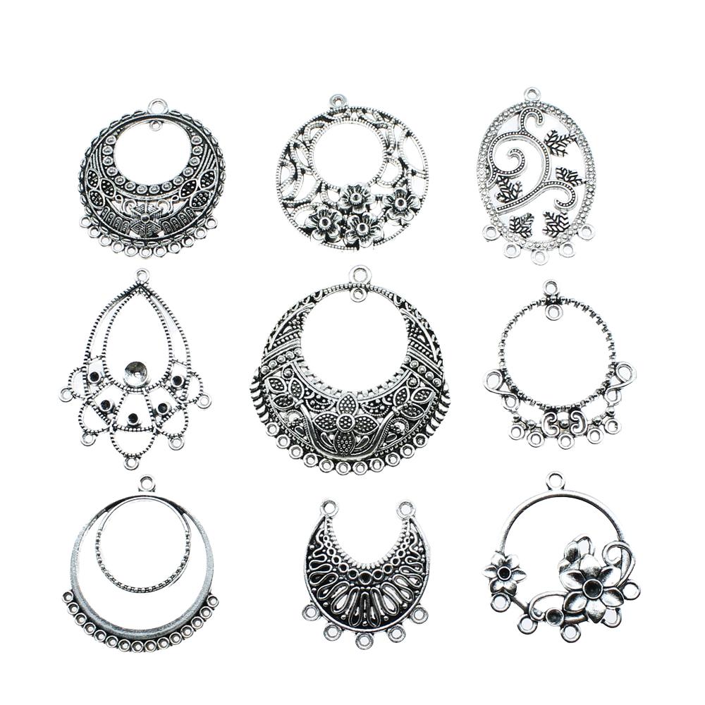 6pcs Antique Silver Color Earring Connector Charms For Jewelry Making Charms Earring Connector Jewelry Findings DIY
