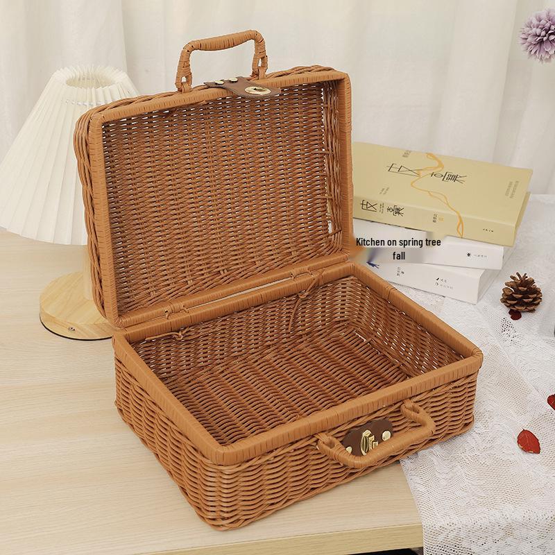 Cesto Portapranzo Retrò in Rattan per la Festa di Metà Autunno e Scatola Ricordo per Matrimonio