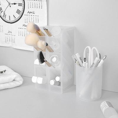 Transparenter Frosted Schräger Stifte- & Make-up-Pinselhalter - Multifunktionale Aufbewahrungsbox