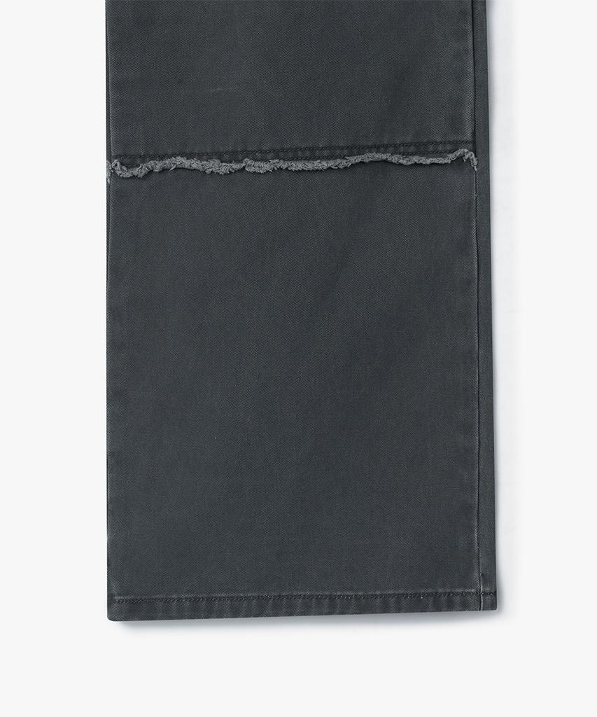 WEST GRAND BOULEVARD Cut-Off Vintage Loose Straight Fatigue Pants Washed Charcoal