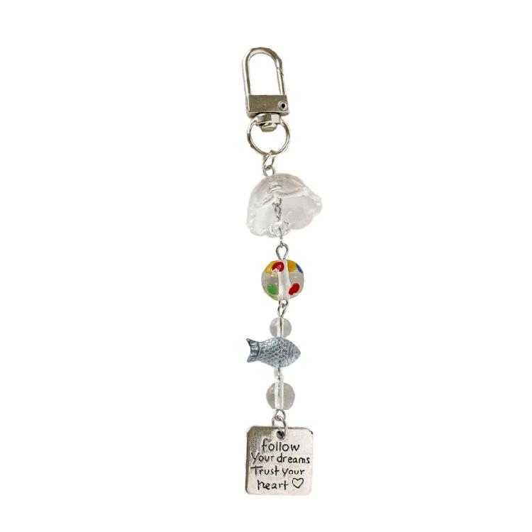 

Artistic Fish Windchime Mobile Phone Lanyard Colorful Acrylic Beaded Keychain for Casual or Formal Occasions синій