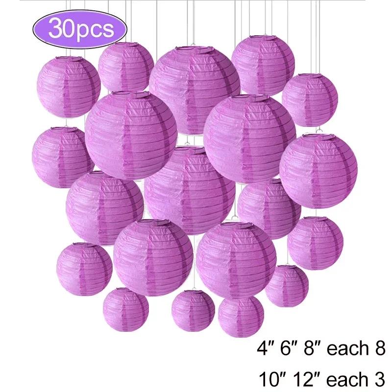 30Pcs Round Paper Lantern Wedding Decor Flowers Ball Lampion DIY Hanging Pompom Crafts Home Christmas Birthday Party Supplies