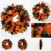 Artificial Fall Wreath 40 cm with Pumpkins, Berries and Maple Leaves for Thanksgiving Front Door Decoration
