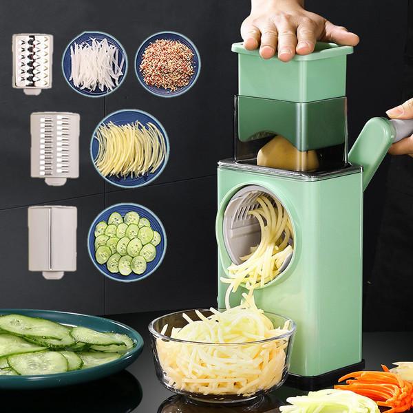 Multifunction Vegetable Slicer Manual Home Kitchen Accessories Grater Vegetable Chopper 3 In 1 Round Cutter Potato Spiralizer