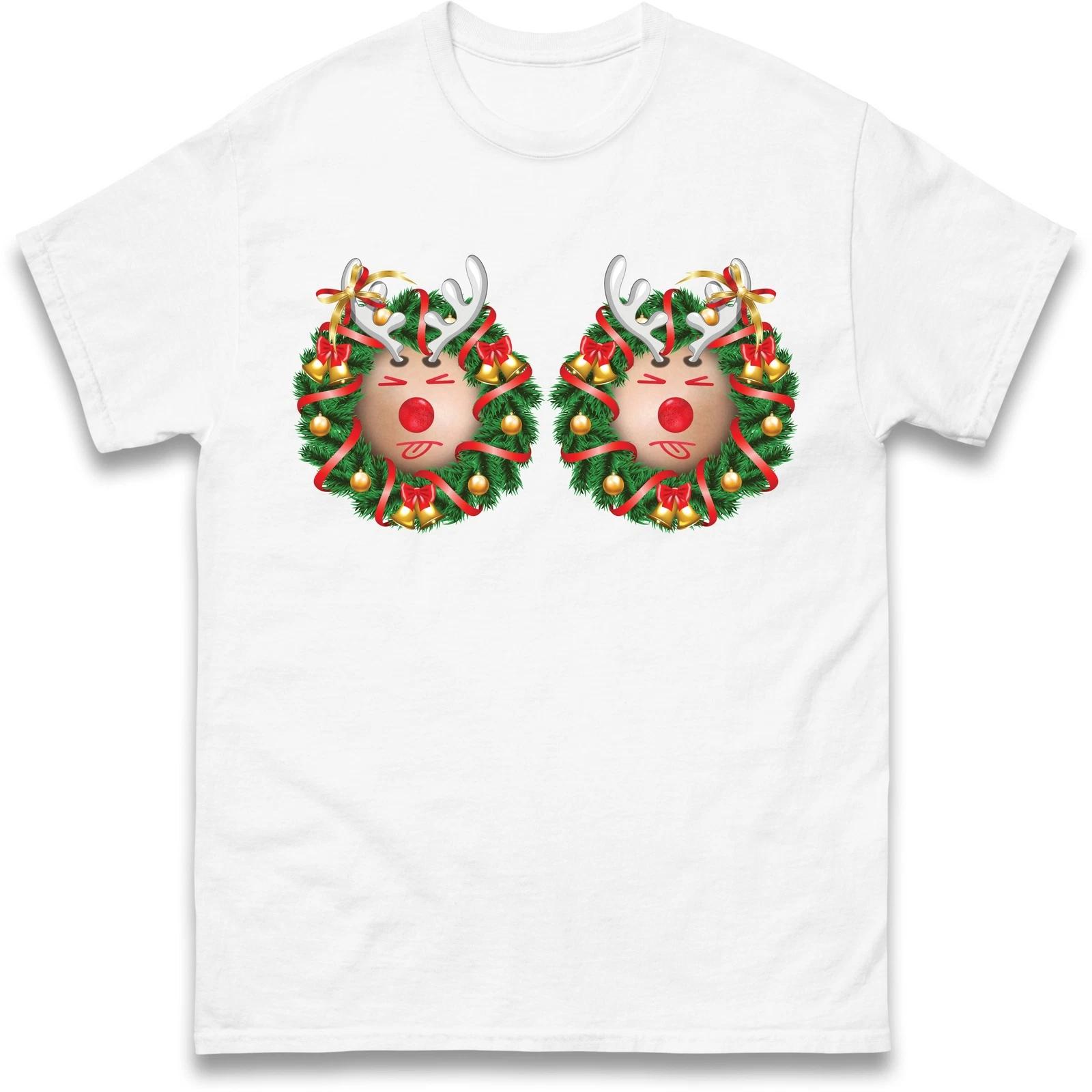 Reindeer Bra Design Funny Christmas Holiday T Shirt,December Holiday Party Top 4XL