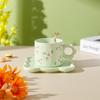 Floral Ceramic Coffee Cup and Saucer Set