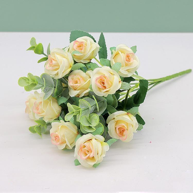 

11 глав эвкалипта маленькая роза украшение дома свадебное украшение искусственный цветок пластиковый цветок 1PCS шампанского