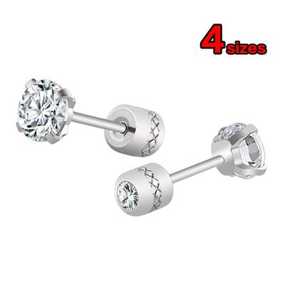 1 PZ Orecchini in Acciaio di Titanio Semplici Orecchini a Bottone Zircone a Quattro Griffi Ago in Acciaio Inossidabile Orecchini con Diamante Gioielleria 2-5mm KTJ