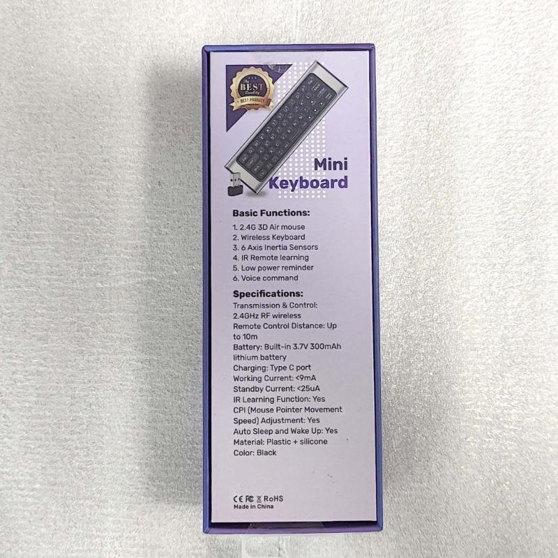 2.4G Air Mouse Wireless Keyboard Remote Control Remotes Learning 6-Axises Motion Sense for TV
