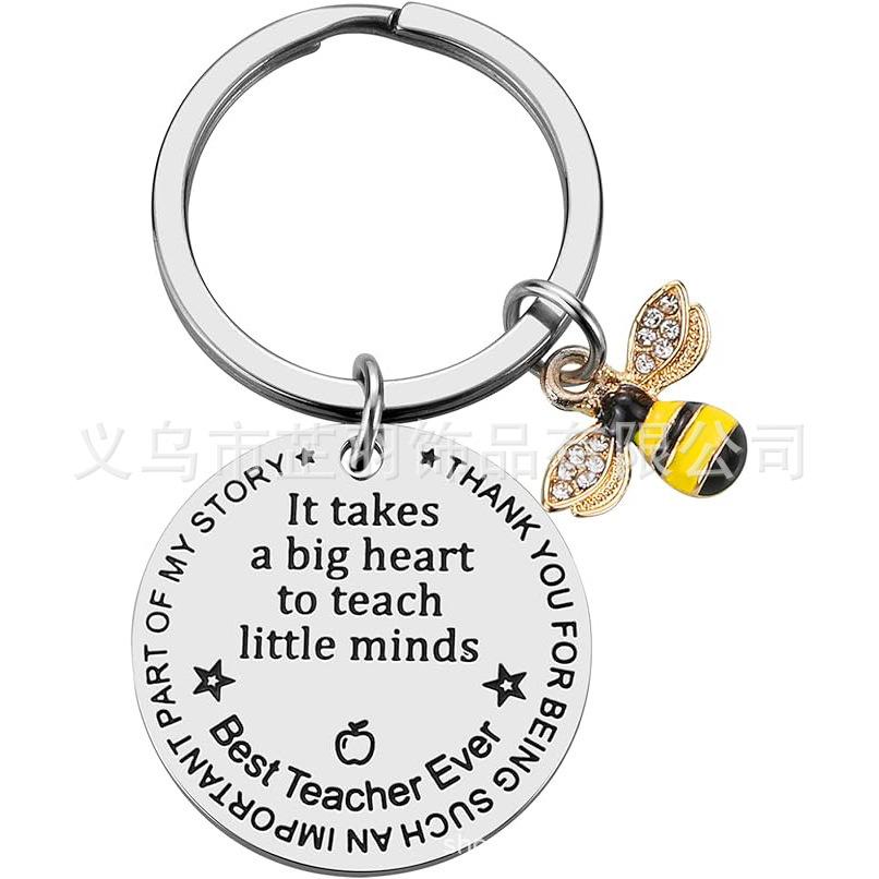 Dankbaar Cadeau Roestvrij Staal Sleutelhanger Kleine Bij Hanger Afstudeercadeau voor Leraren Bedankcadeau Sleutelhanger voor Rugzak Tas Hanger
